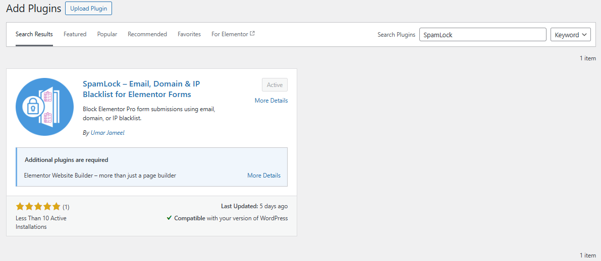 Step 1 Install Spam Lock Plugin